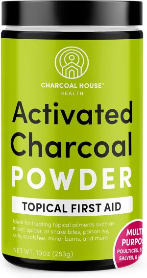Hardwood Activated Charcoal Powder - Topical First Aid for Making Charcoal Poultices, Charcoal Foot Soaks, Charcoal Baths & More! - 10oz