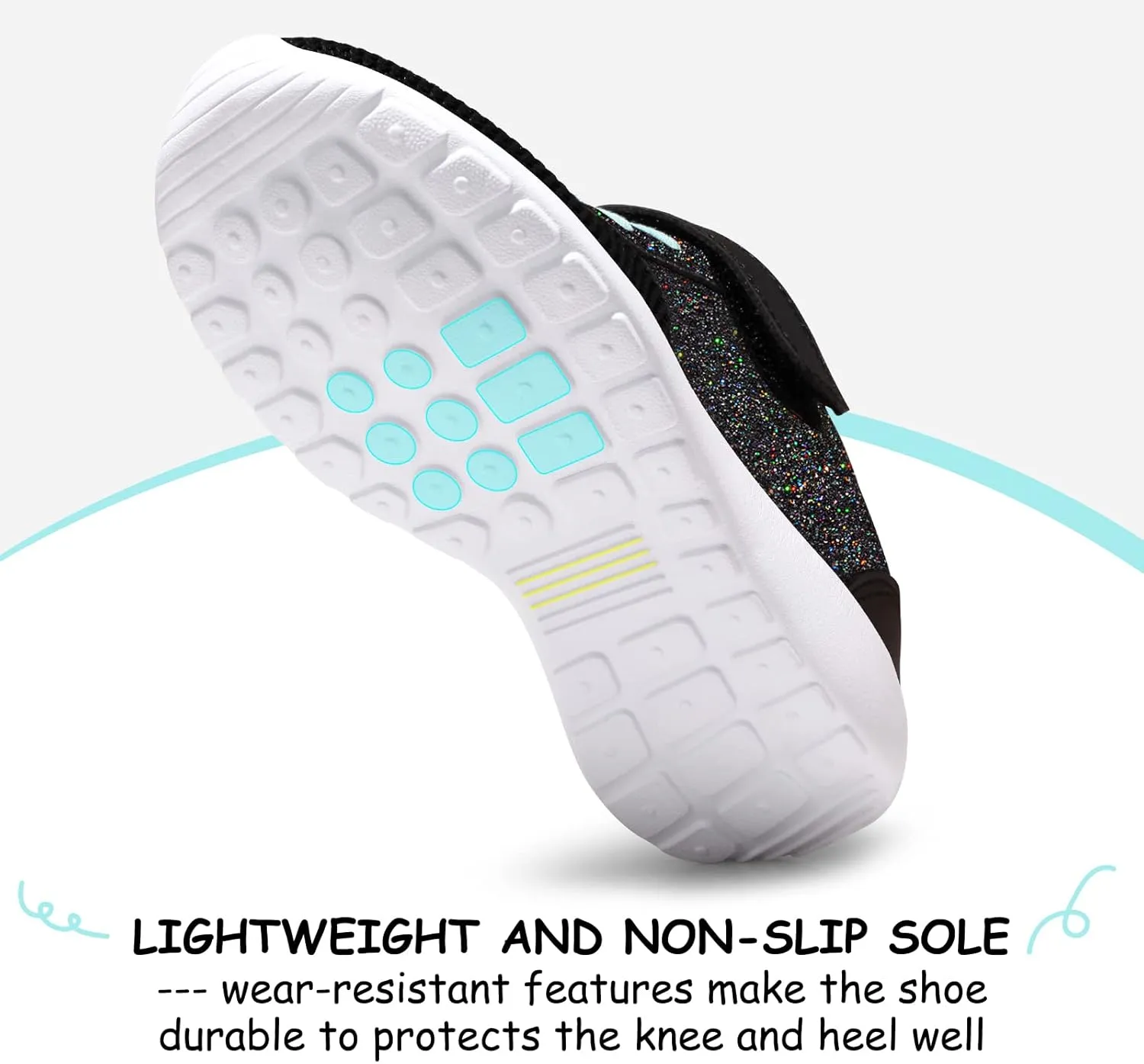 Harvest Land Toddler Glitter Tennis Shoes Slip On Boys Girls Sneakers Casual Running Shoes Woven Breathable with Soft Soled Sports Hook-Loop Outdoor Shoes
