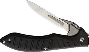 Havalon Forge - Black Hunting Knife Quick-Change 60A Stainless Steel Blades, Non-Slip Rubberized Handle, Ambidextrous Thumb Studs, Includes Nylon Holster