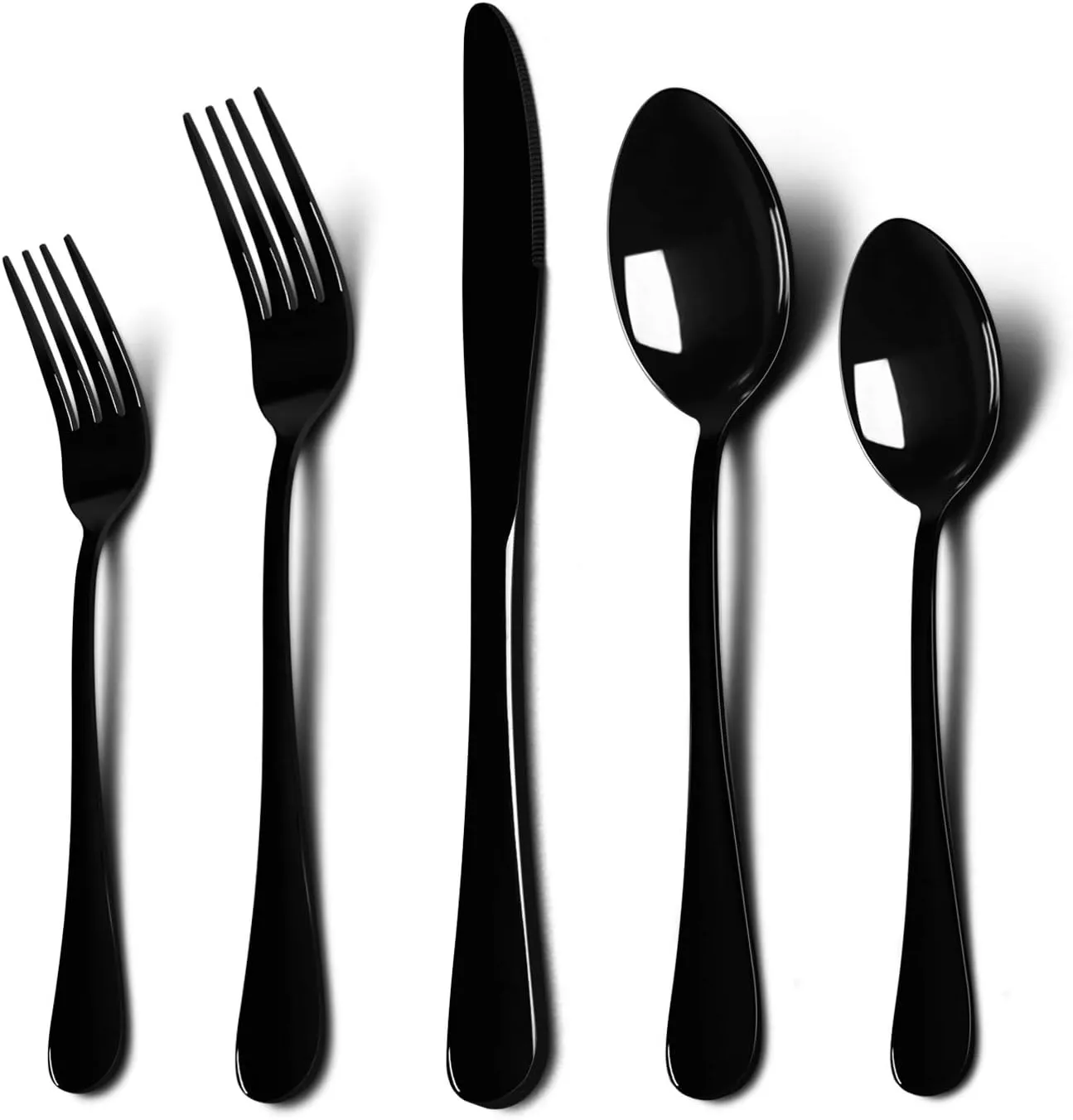 HaWare 49-Piece Black Silverware Set with Flatware Drawer Organizer, Stainless Steel Cutlery with 8 Steak Knives, Modern Eating Utensils Tableware Service for 8, Mirror Polished, Dishwasher Safe