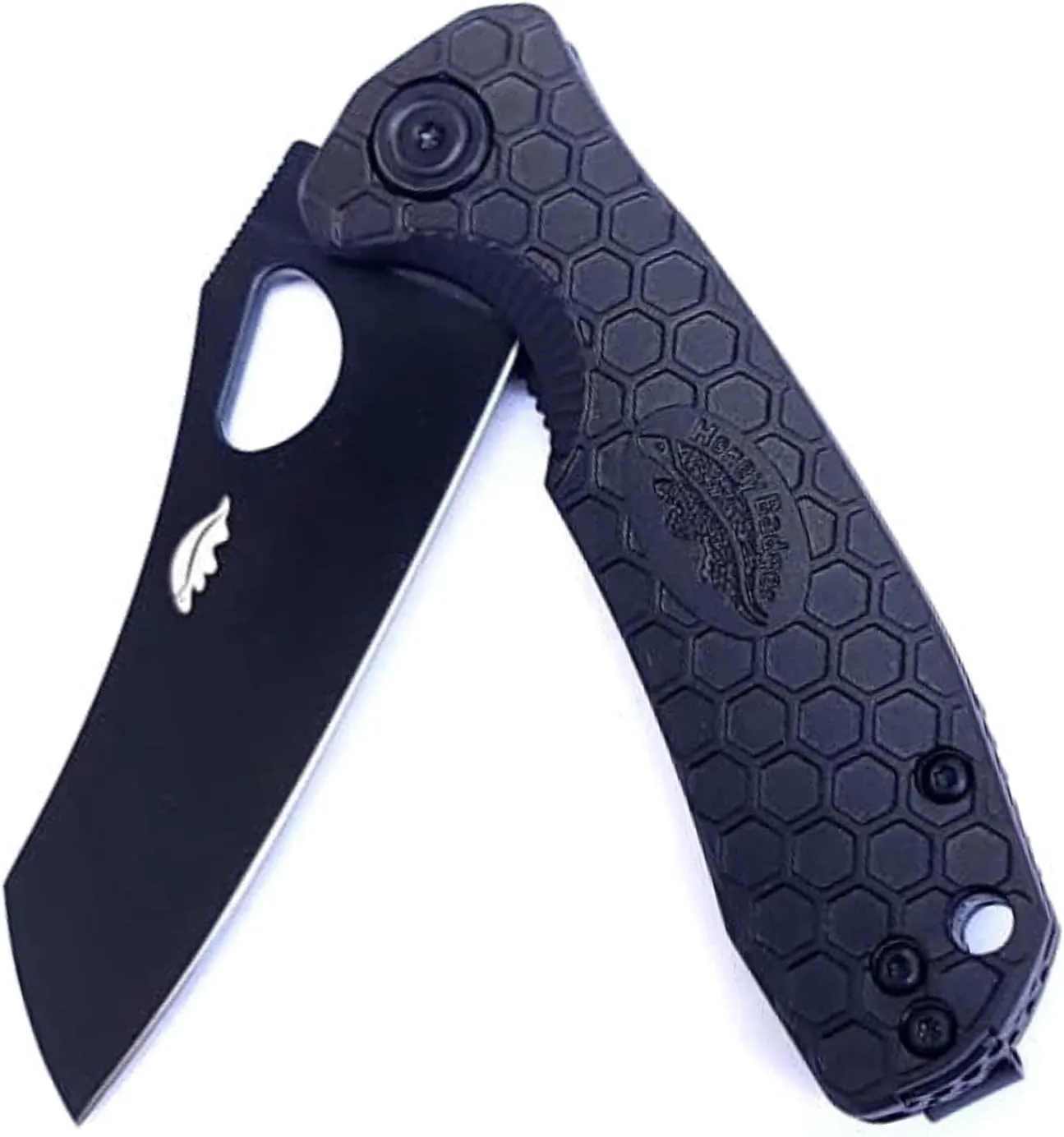 HB1355 Honey Badger Pocket Knife Folding Knife for EDC Wharncleaver Outdoor Tactical Survival Camping Small Black Wharncleaver No Choil 8Cr13Mov Black DLC
