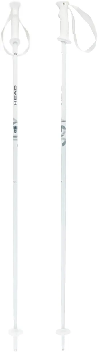 HEAD Joy Women's Lightweight Durable Aluminum All-Mountain Downhill Sports Ski Pole with Star Tip, Aerodynamic Race Basket, Automatic Strap & SBS Soft Handle Grip, White, 105