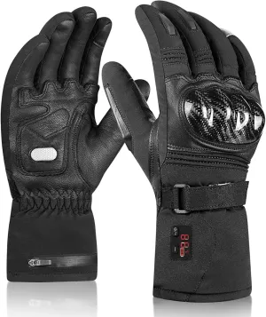Heated Gloves for Men Women, Temperature Display Heated Motorcycle Gloves, 2700mAh Rechargeable Battery Winter Gloves for Skiing Motorcycle Cycling Fishing Hunting