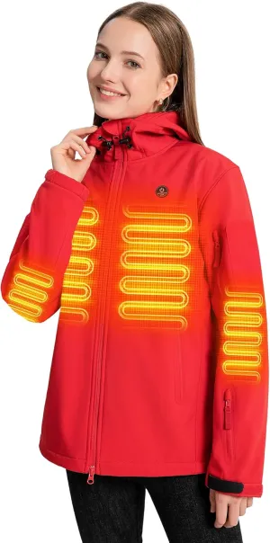 Heated Jacket for Women, ANTARCTICA GEAR Winter Coat with 12V 16000mAh Battery Pack, Soft Shell Heating Hood Jacket