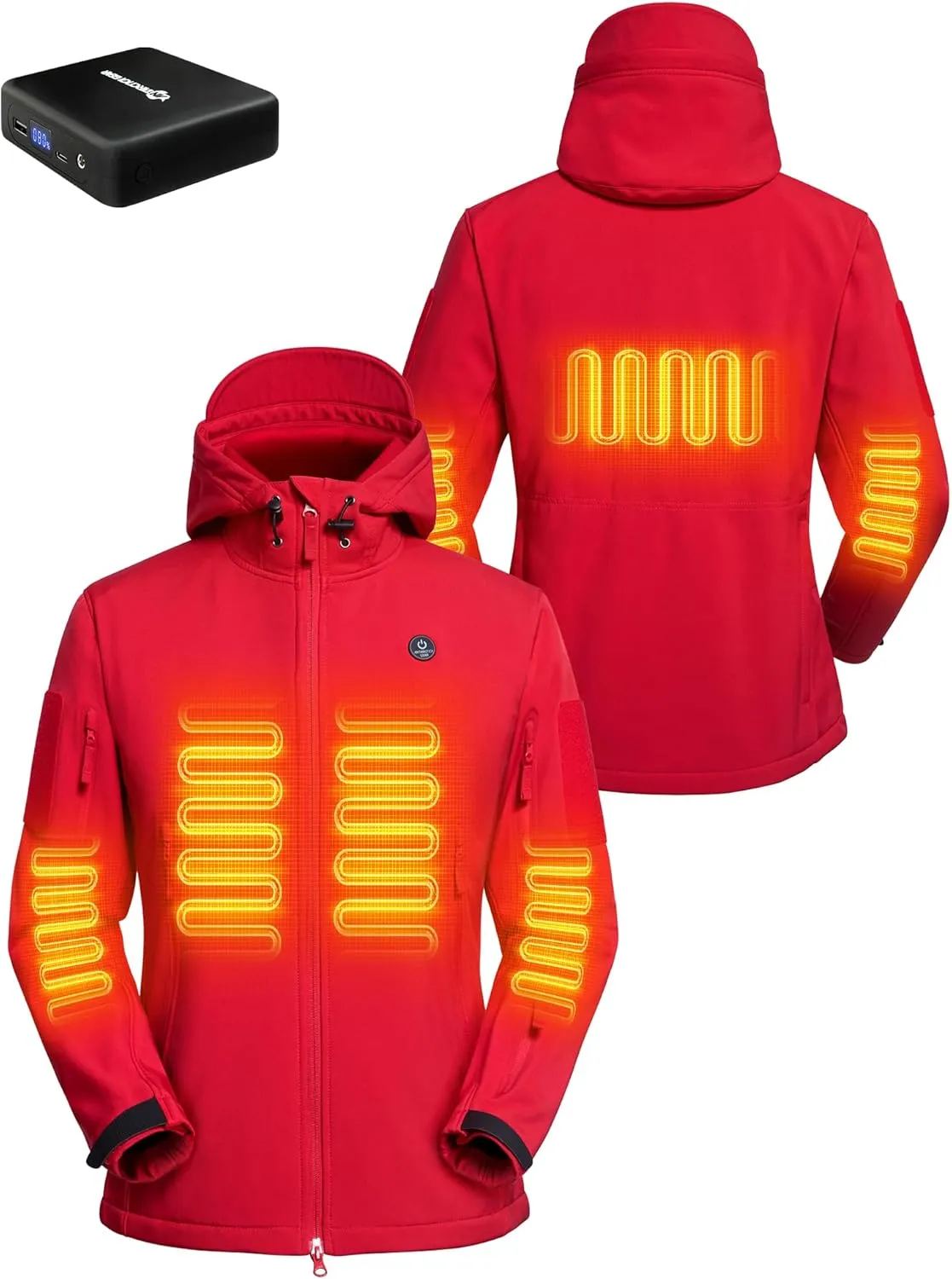 Heated Jacket for Women, ANTARCTICA GEAR Winter Coat with 12V 16000mAh Battery Pack, Soft Shell Heating Hood Jacket