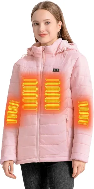 Heated Jacket, Lightweight Heating Jackets with 12V/5A Power Bank, 6 Areas Winter Coat for Men and Women