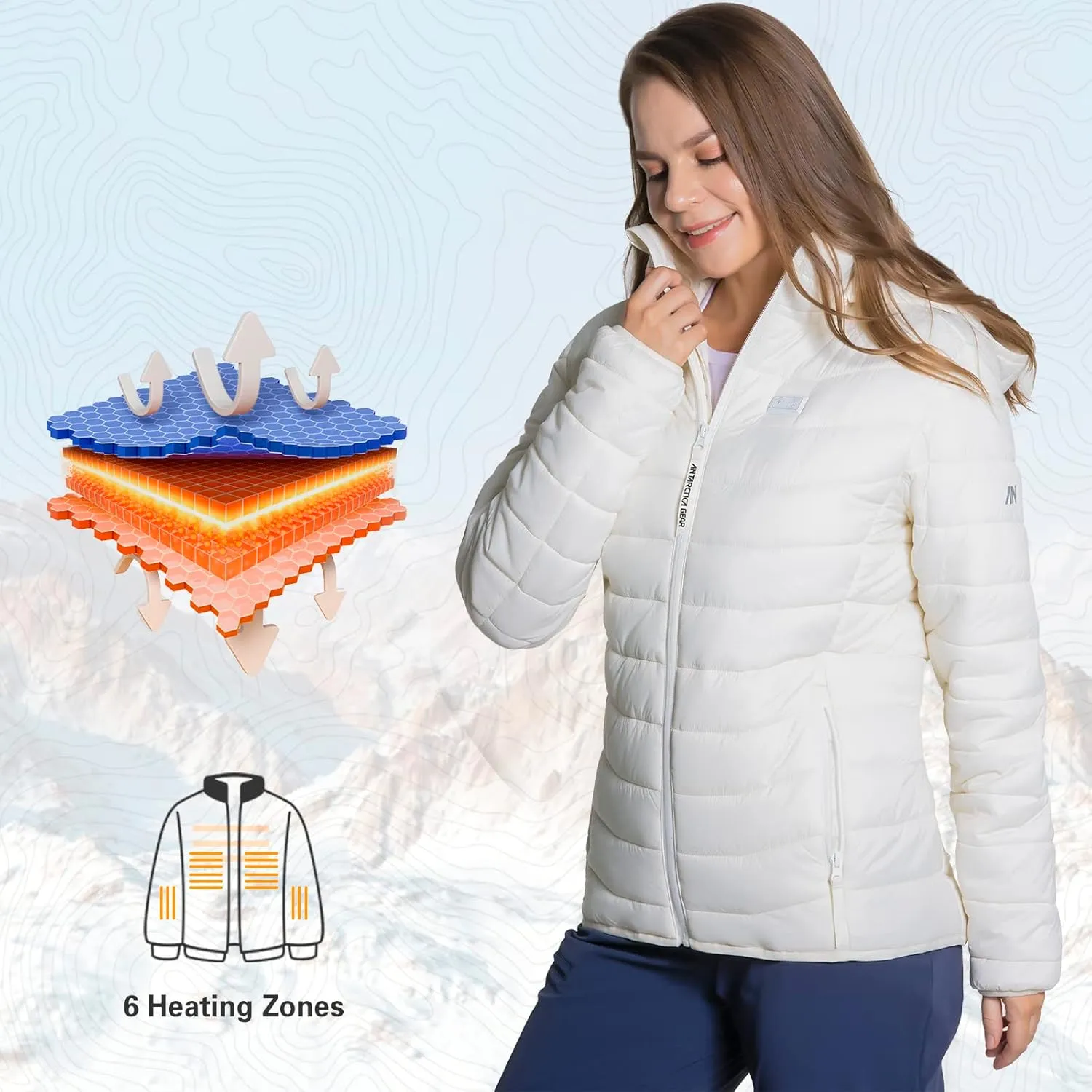 Heated Jacket, Lightweight Heating Jackets with 12V/5A Power Bank, 6 Areas Winter Coat for Men and Women