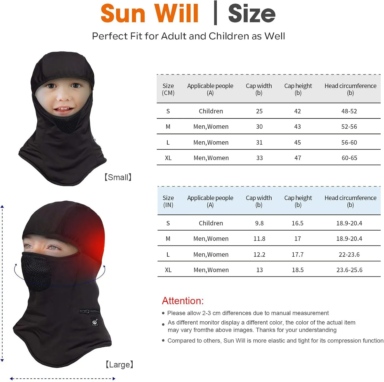 Heated Ski Mask Balaclava for Men & Women, Electric Heated Face Mask,Winter Outdoor Black Windproof