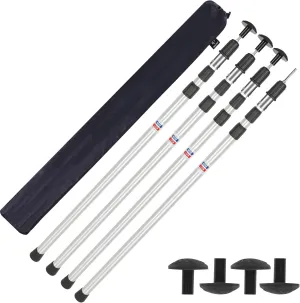 Heavy-Duty Adjustable Aluminum Tarp Poles, Set of 4 Telescoping Lightweight Tent Poles, 35.5"-90" Portable Camping Accessories for Shelter, Hammock Rain Fly, Awning, Emergency (3-Section)