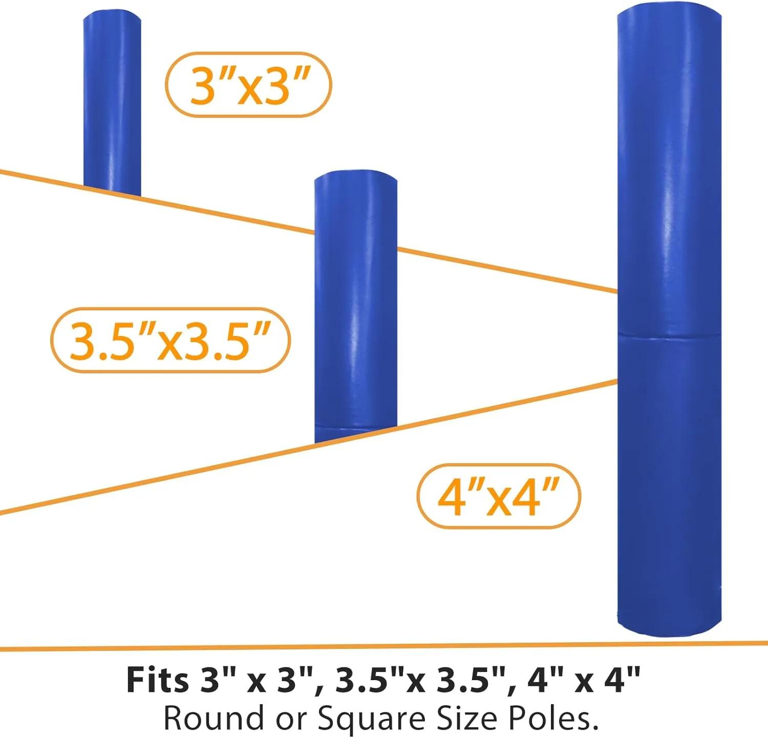 Heavy Duty Basketball Pole Pads, Fits 3" x 3", 3.5"x 3.5", 4" x 4" Round Size Poles, 2" Thick 72" Tall All-Weather Pad