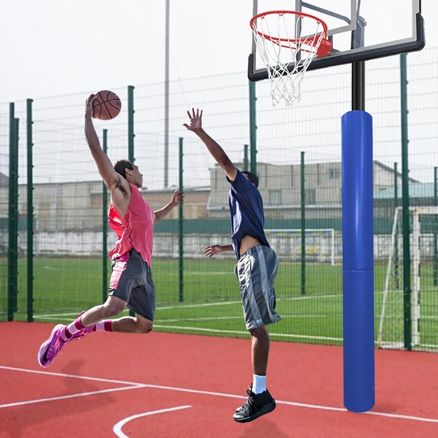 Heavy Duty Basketball Pole Pads, Fits 3" x 3", 3.5"x 3.5", 4" x 4" Round Size Poles, 2" Thick 72" Tall All-Weather Pad