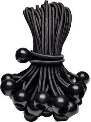 Heavy Duty Bungee Cords with Balls, 15 Inch Elastic Tie Down Straps for Outdoor Use, Ideal for Camping, Travel, Luggage, and More – 50 Pack, Black