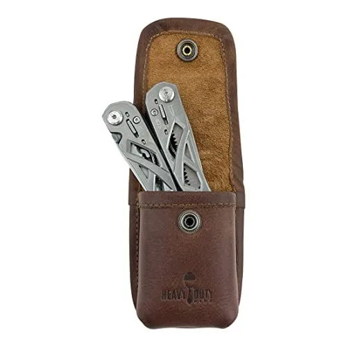 Heavy Duty Hide, Multitool Sheath Handmade from Full Grain Leather - Belt Holster Tool Pouch, Carry Tools on Your Hip for Easy on The Job Access -