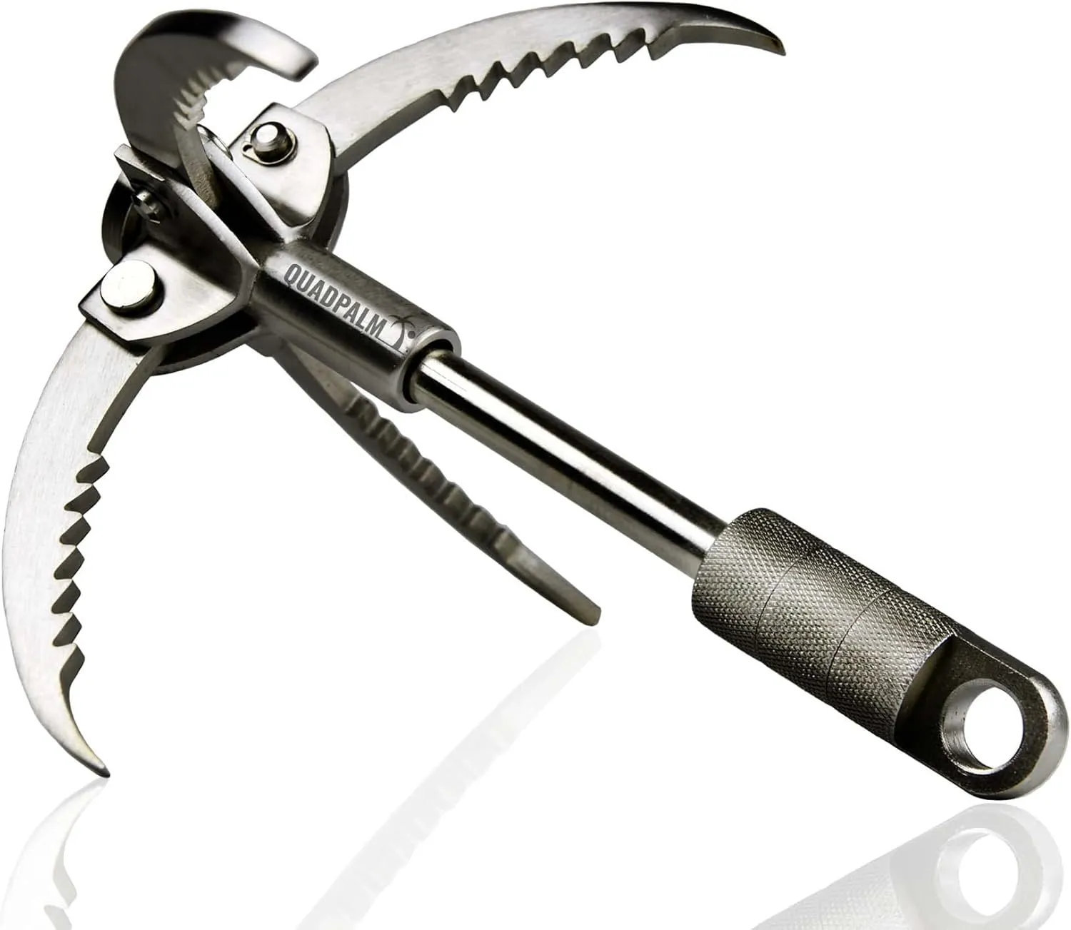 Heavy Duty Survival Grappling Hook – Multifunctional QUADPALM Grapple Hook - 4 Stainless Steel Folding Claws - Survival Gear - Outdoor Camping Hiking Tree Rock Mountain Climbing Equipment