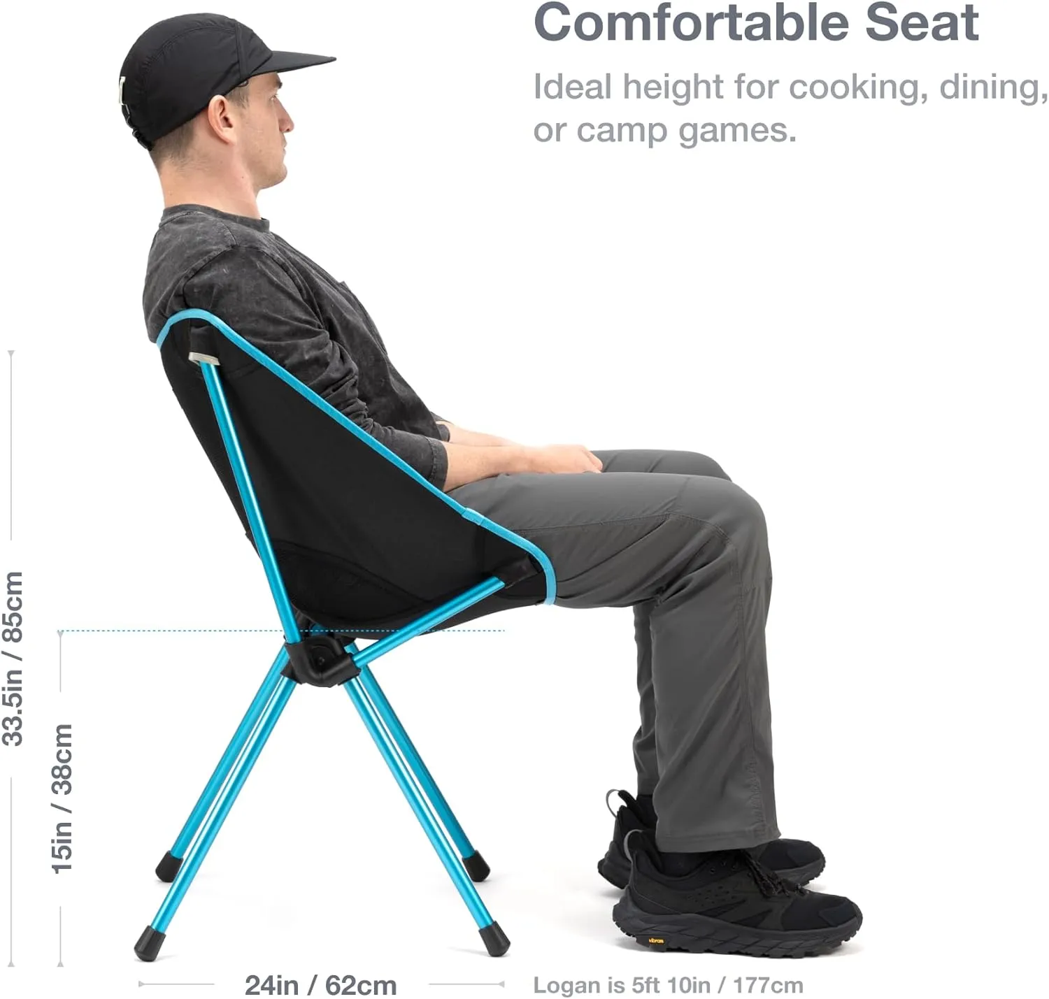 Helinox Café Chair Collapsible Outdoor Dining Chair, Charcoal