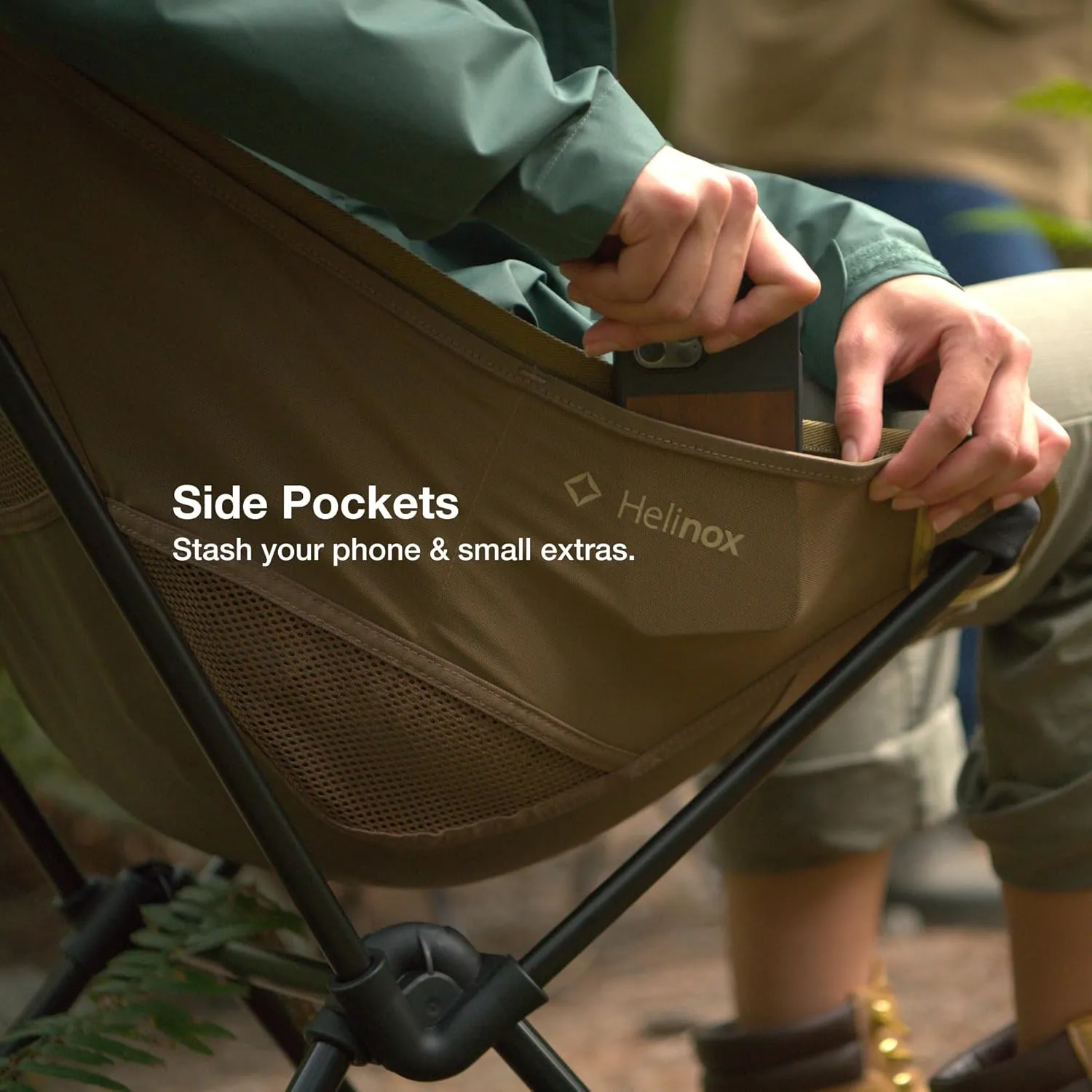 Helinox Sunset Chair Lightweight, High-Back, Compact, Collapsible Camping Chair, Flame Multiblock, with Pockets