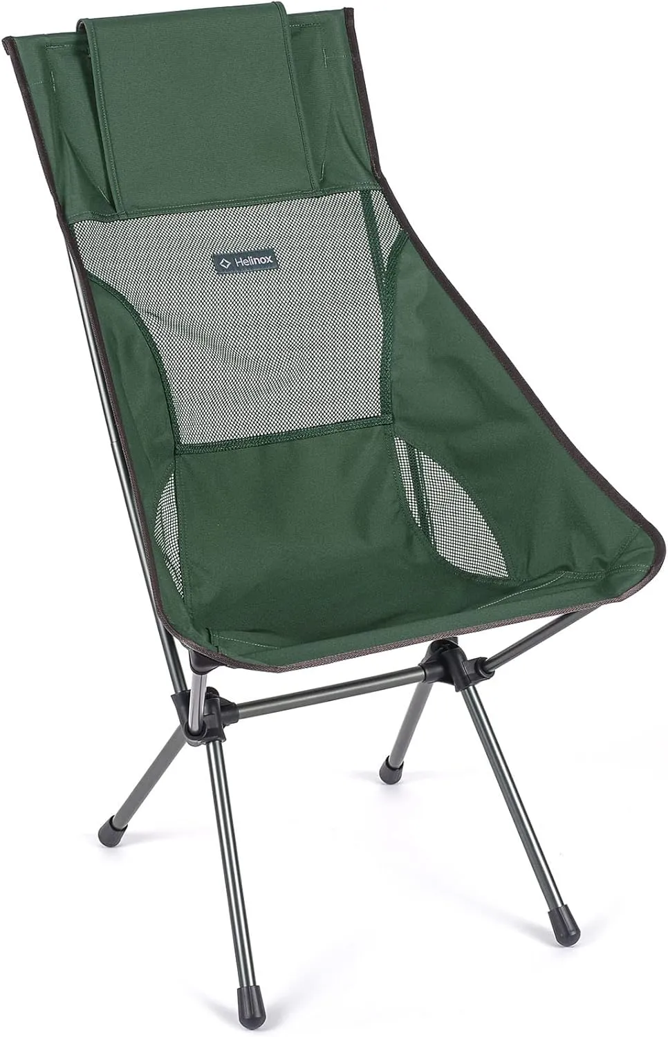Helinox Sunset Chair Lightweight, High-Back, Compact, Collapsible Camping Chair, Forest Green, with Pockets