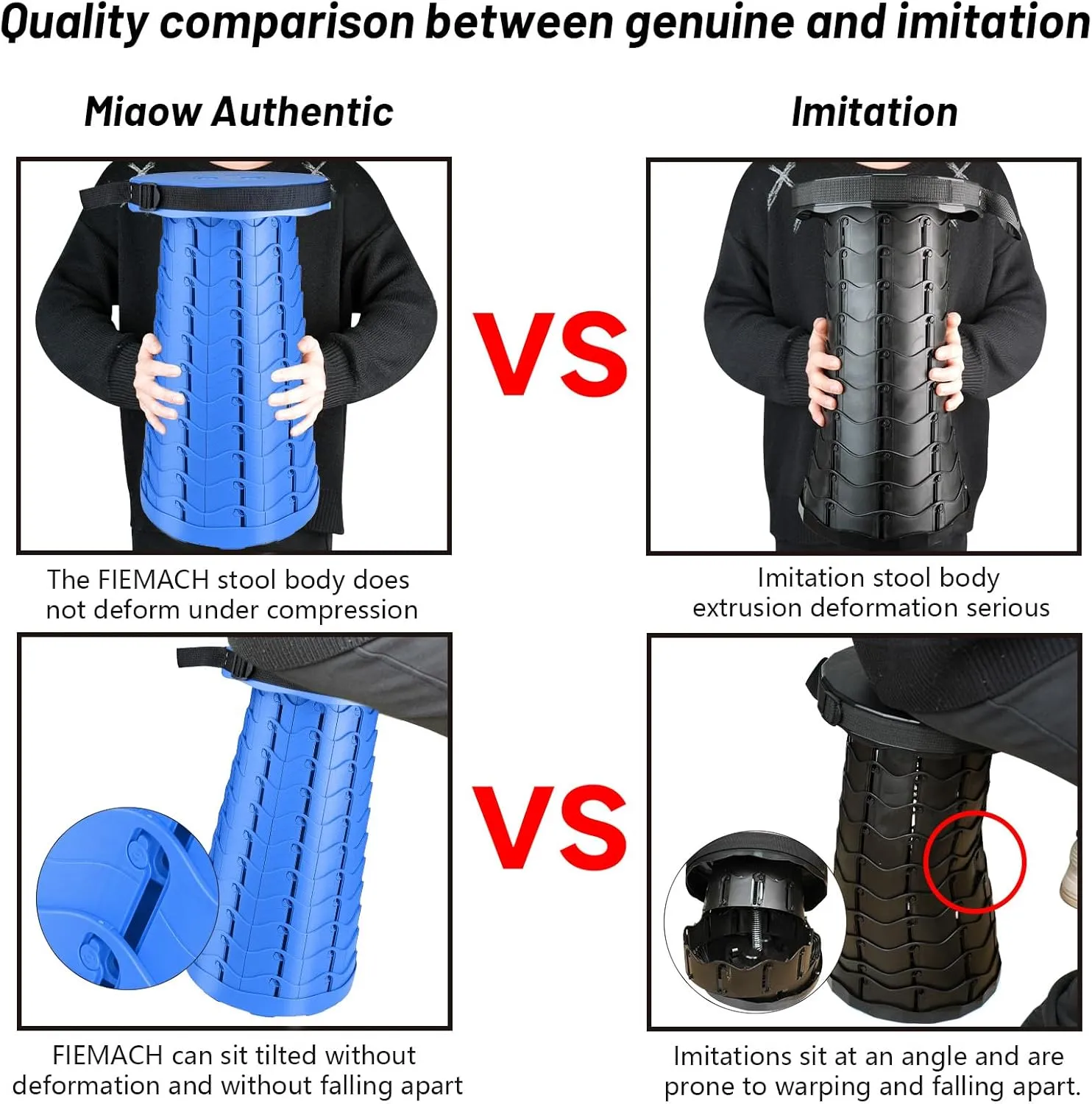 Hesanzol Portable Telescoping Stool, Retractable Folding Stool for Camping Garden Fishing Hiking Travel BBQ, Adjustable Collapsible Stools Max Load 400lbs