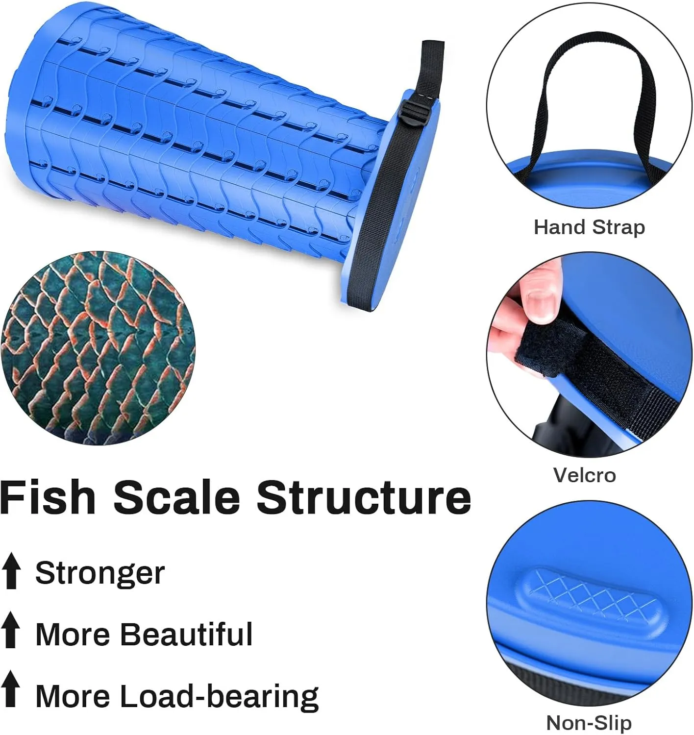 Hesanzol Portable Telescoping Stool, Retractable Folding Stool for Camping Garden Fishing Hiking Travel BBQ, Adjustable Collapsible Stools Max Load 400lbs