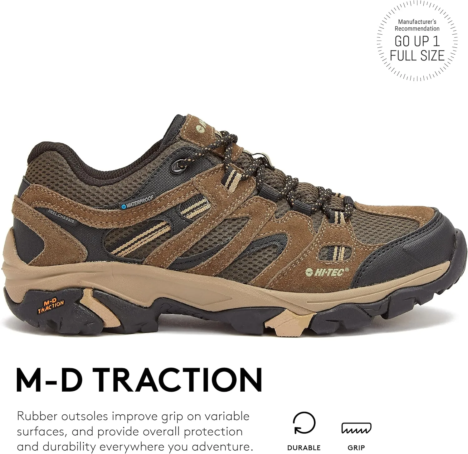 HI-TEC Apex Lite Low WP Waterproof Hiking Shoes for Men, Lightweight Breathable Outdoor Trekking and Trail Shoes