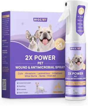 HICC PET Itch Relief Spray & Hot Spot Treatment for Dogs Cats - Rapidly Alleviate Dry Itchy Skin, Skin Allergies, Scratching, Excessive Licking, 2X Strength Formula, Safe for All Animals 10 Fl Oz