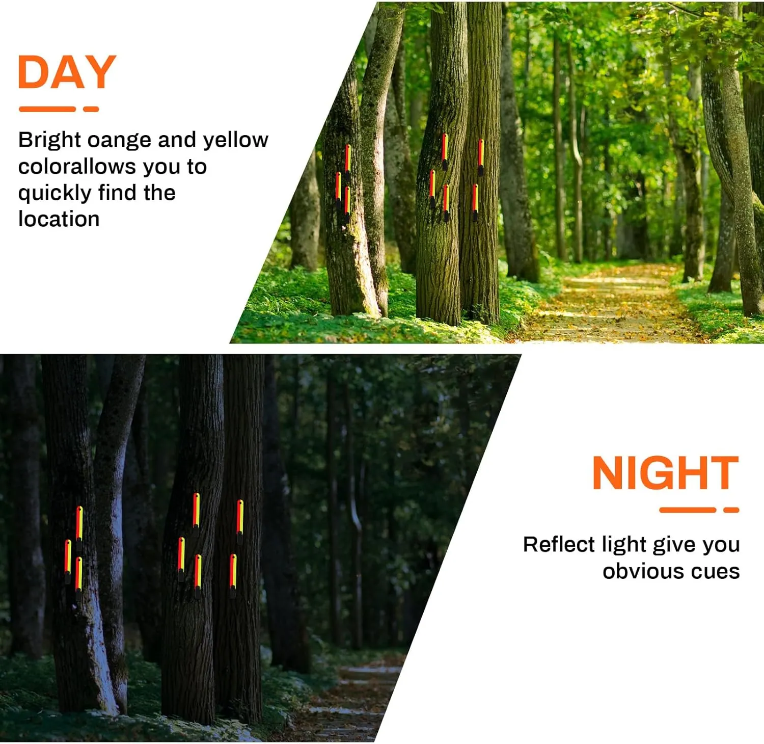High Visibility Trail Markers for Tree Reflective Trail Markers Trail Markers with Clips Hunting Reflector Trail Markers for Tree Stand Hunting Outdoor Hiking Hunting Camping