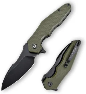 HIGHTRON MINI VENTURA Folding Pocket Knife, Flipper Pocket Knife for EDC 2.85" Stonewashed D2 Blade plus G10 Handle,Deep-Carry Pocket Clip Folding Knife for Utility Hiking Camping Fishing Gift,Green-B