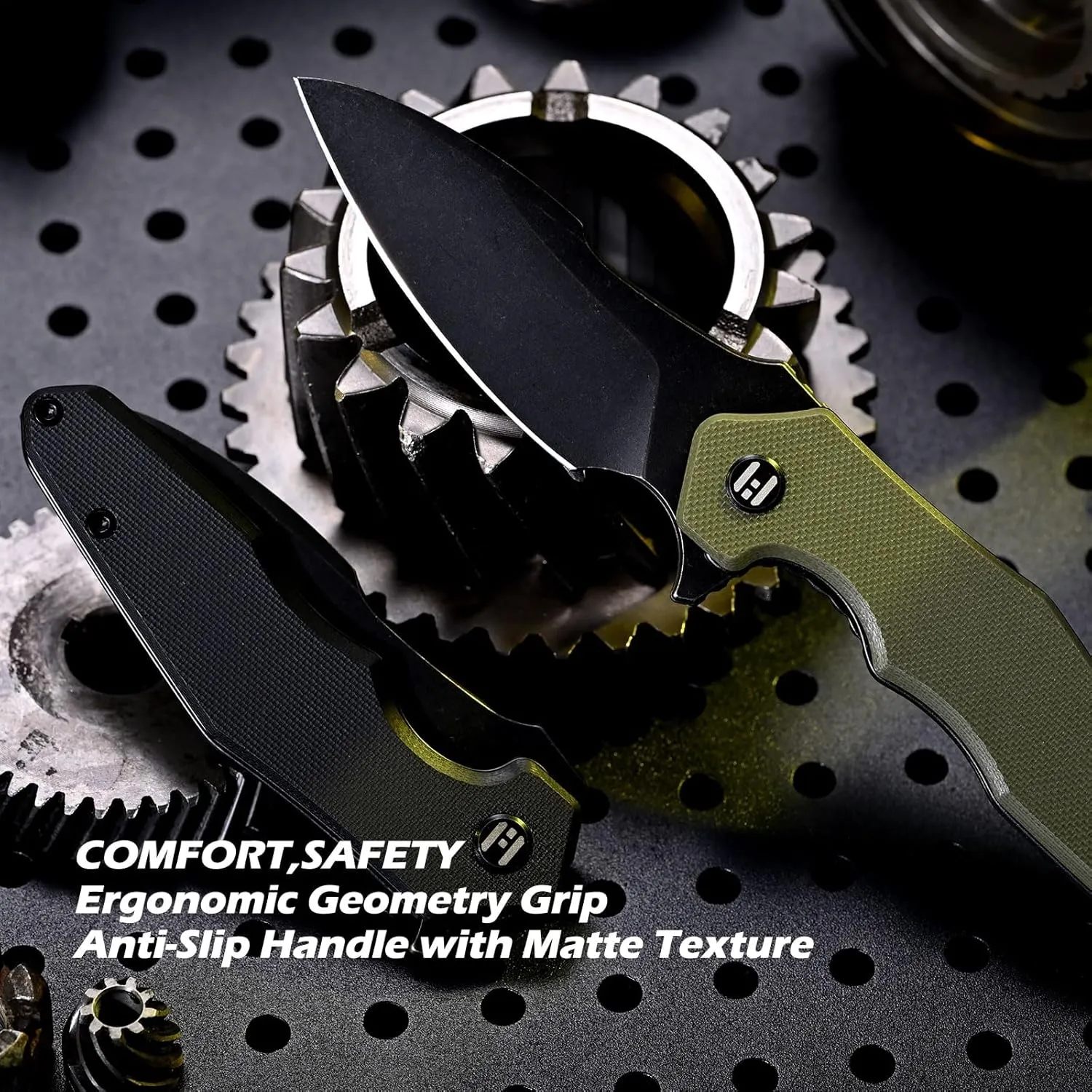 HIGHTRON MINI VENTURA Folding Pocket Knife, Flipper Pocket Knife for EDC 2.85" Stonewashed D2 Blade plus G10 Handle,Deep-Carry Pocket Clip Folding Knife for Utility Hiking Camping Fishing Gift,Green-B