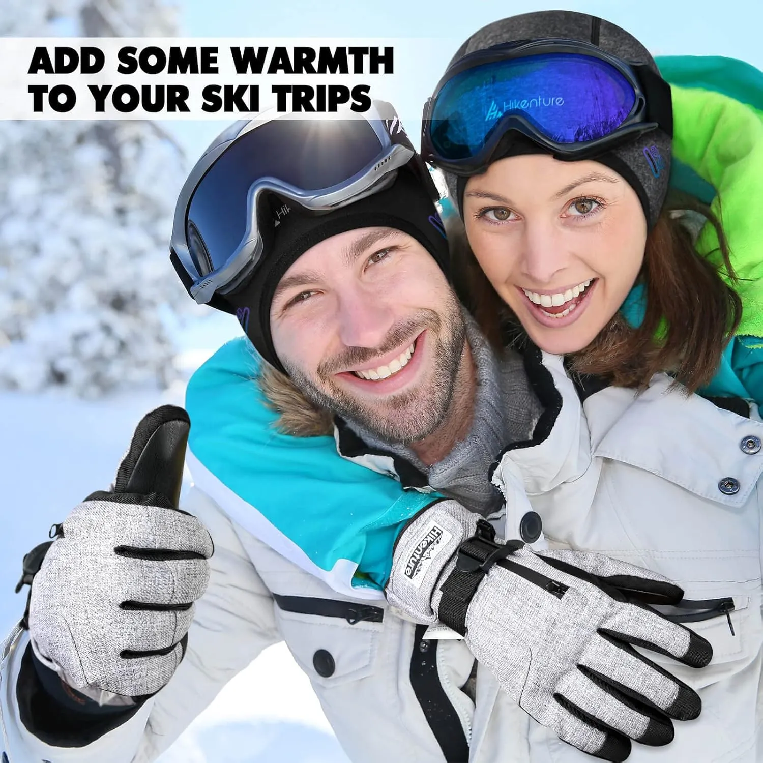 Hikenture Snow Gloves for Men&Women, 3M Thinsulate Waterproof Skiing Gloves with Pocket and Touchscreen Functionality