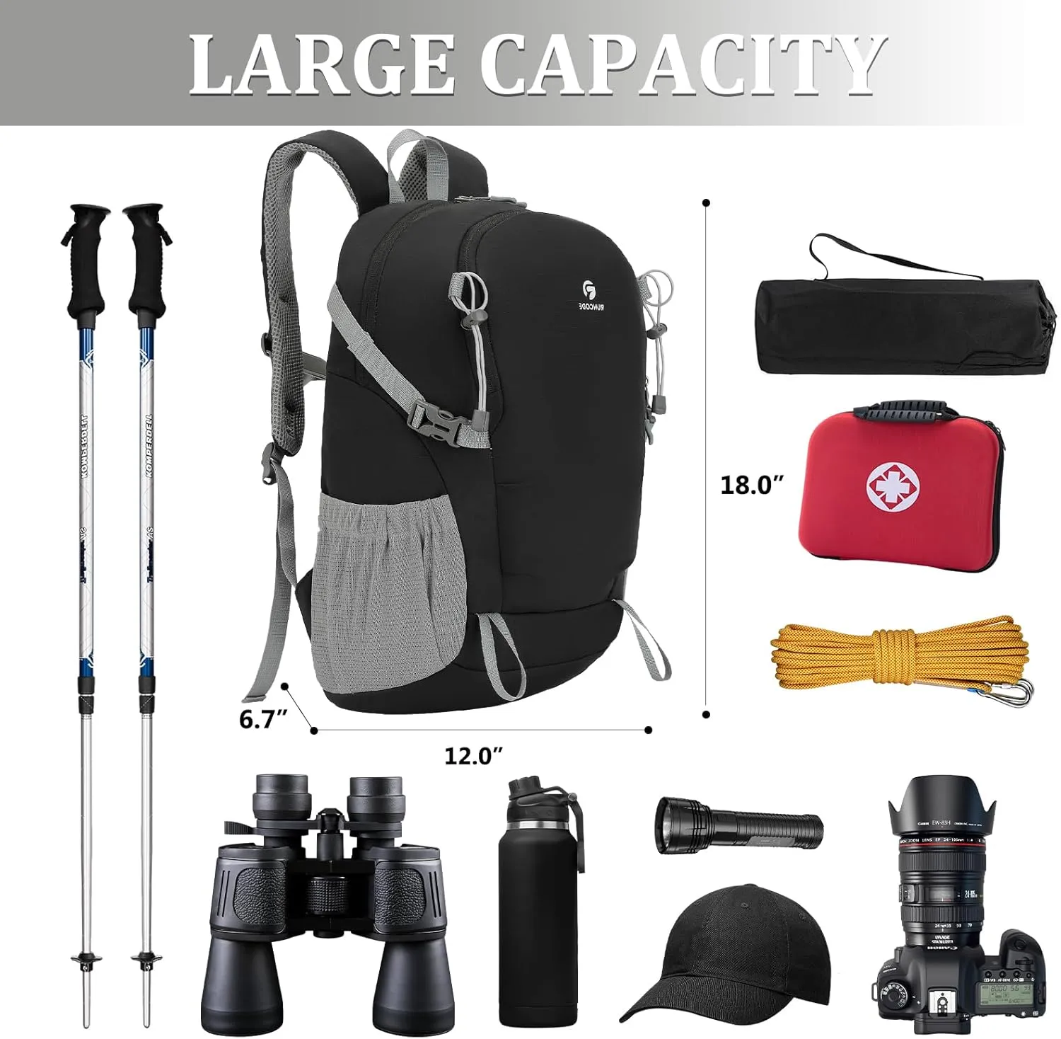 Hiking Backpack for Men Women, 25L Lightweight Travel Backpack Camping Daypack for Outdoors