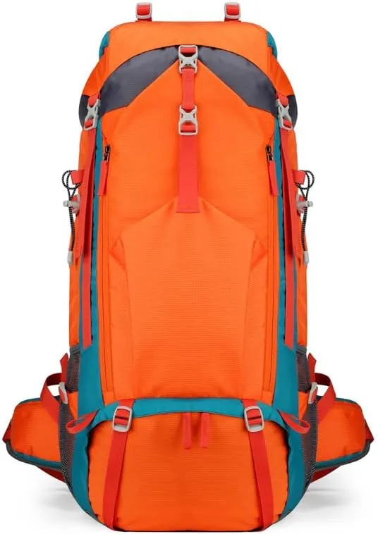 Hiking Backpack Large Capacity Outdoor Trekking Pack Water Resistant Camping Travel Daypack for Climbing and Daily Adventures (Orange)