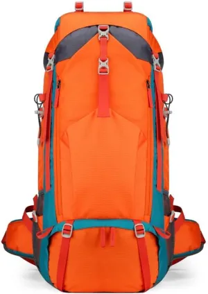 Hiking Backpack Large Capacity Outdoor Trekking Pack Water Resistant Camping Travel Daypack for Climbing and Daily Adventures (Orange)