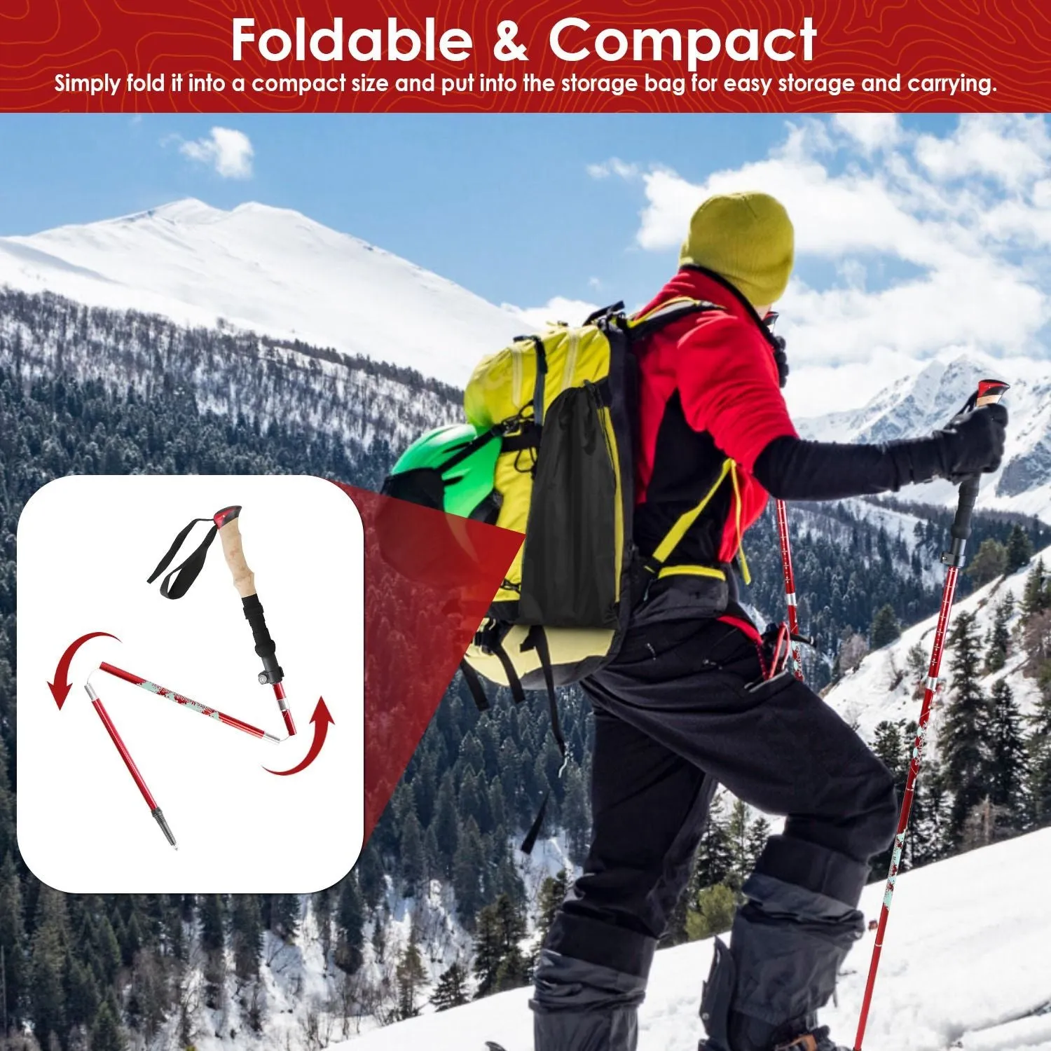 Hiking Collapsible High-quality Low-priced Poles 2-Pack