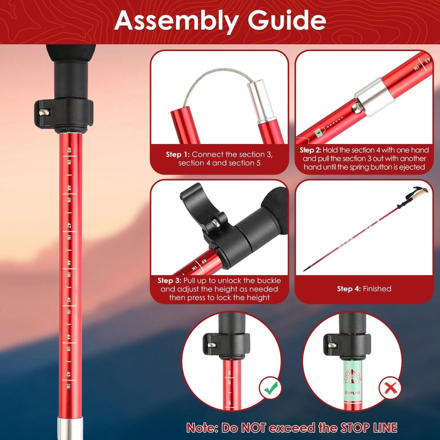 Hiking Collapsible High-quality Low-priced Poles 2-Pack