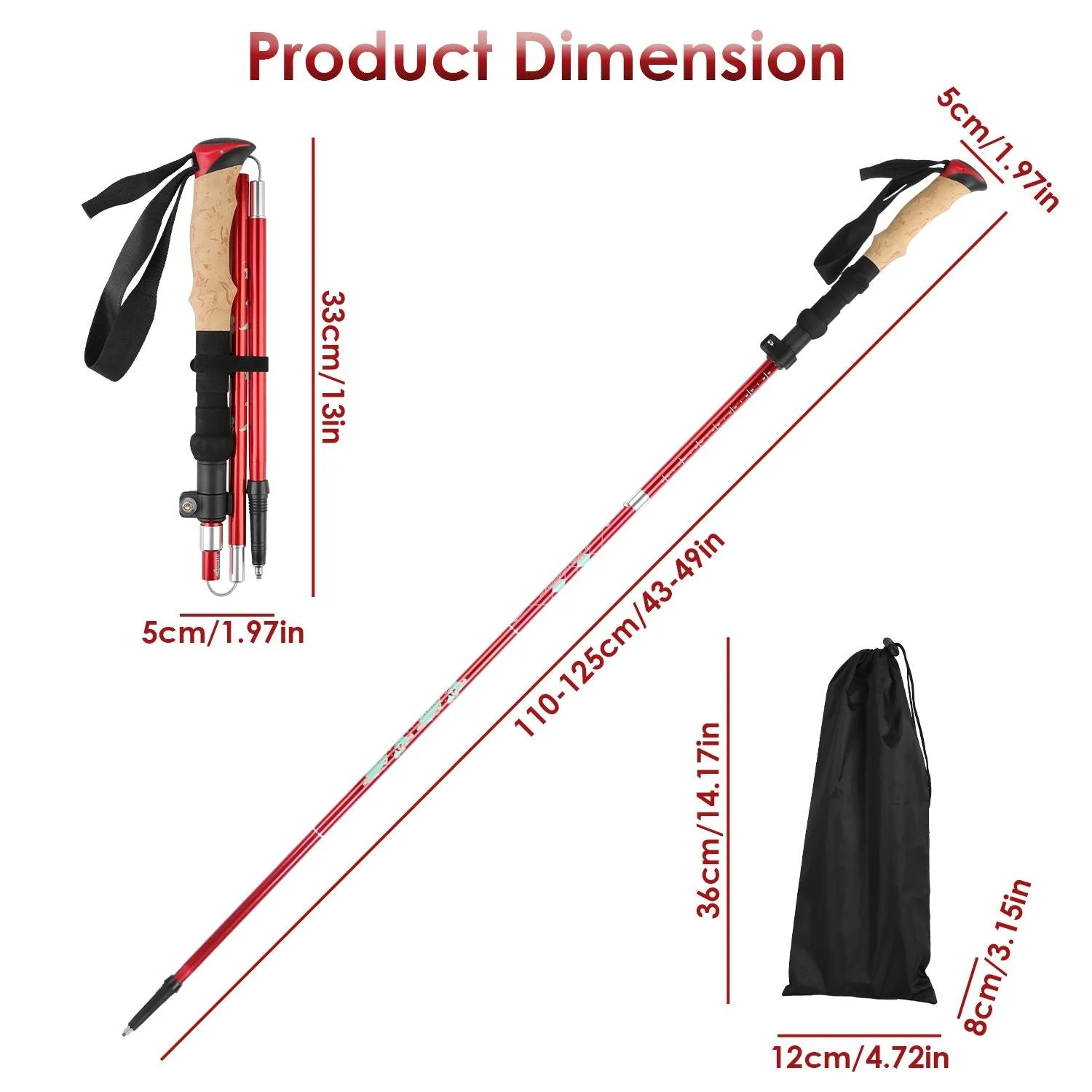Hiking Collapsible High-quality Low-priced Poles 2-Pack