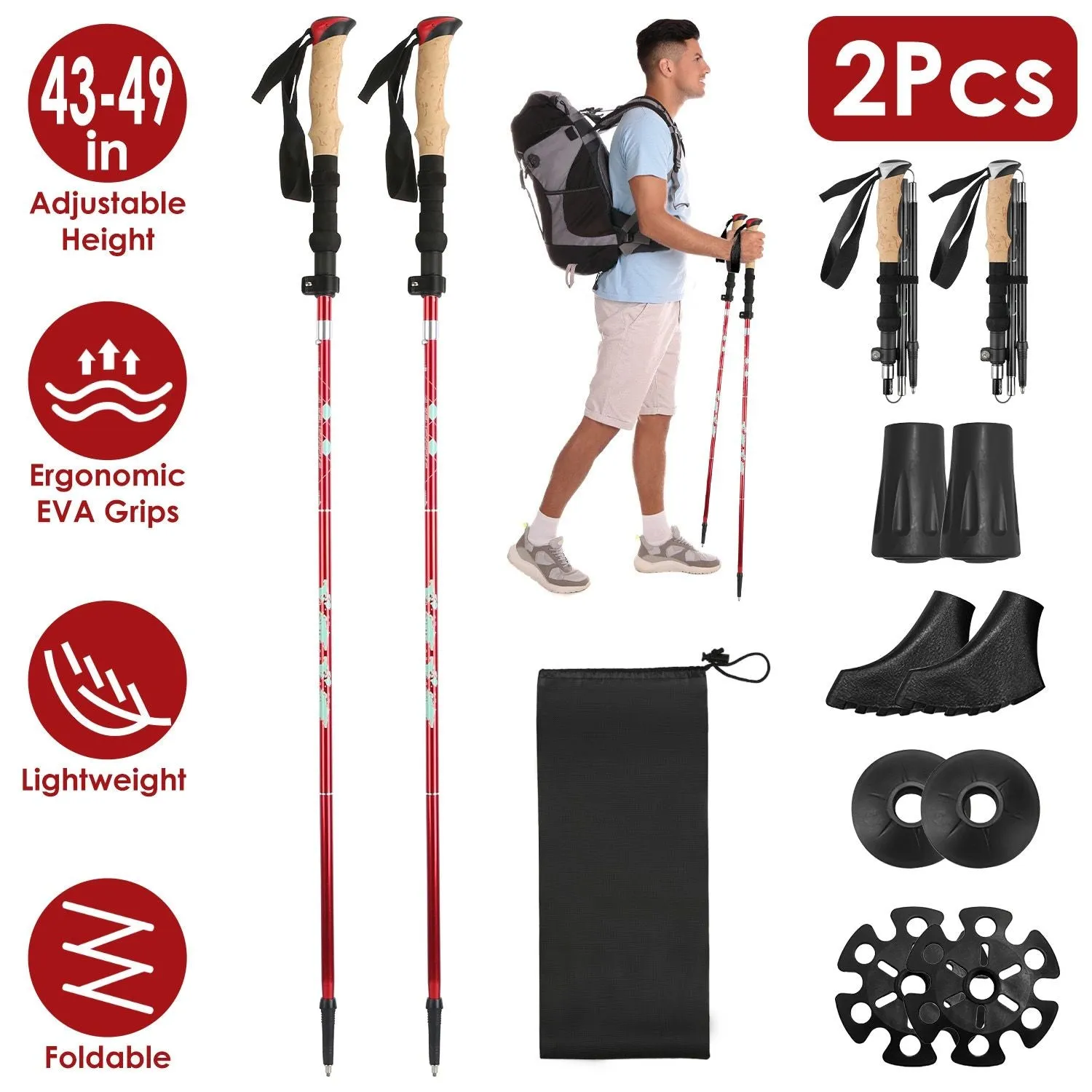Hiking Collapsible High-quality Low-priced Poles 2-Pack