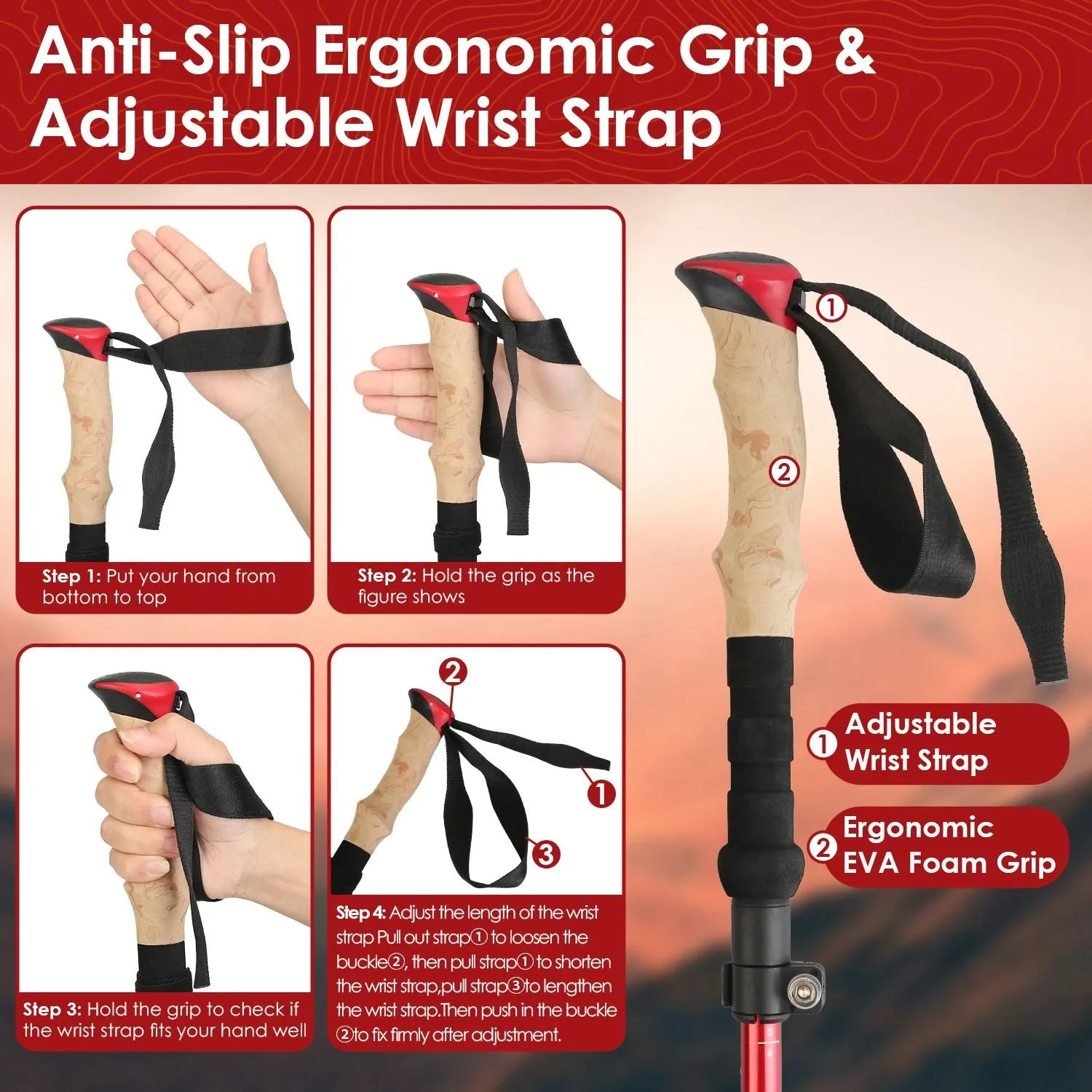 Hiking Collapsible High-quality Low-priced Poles 2-Pack