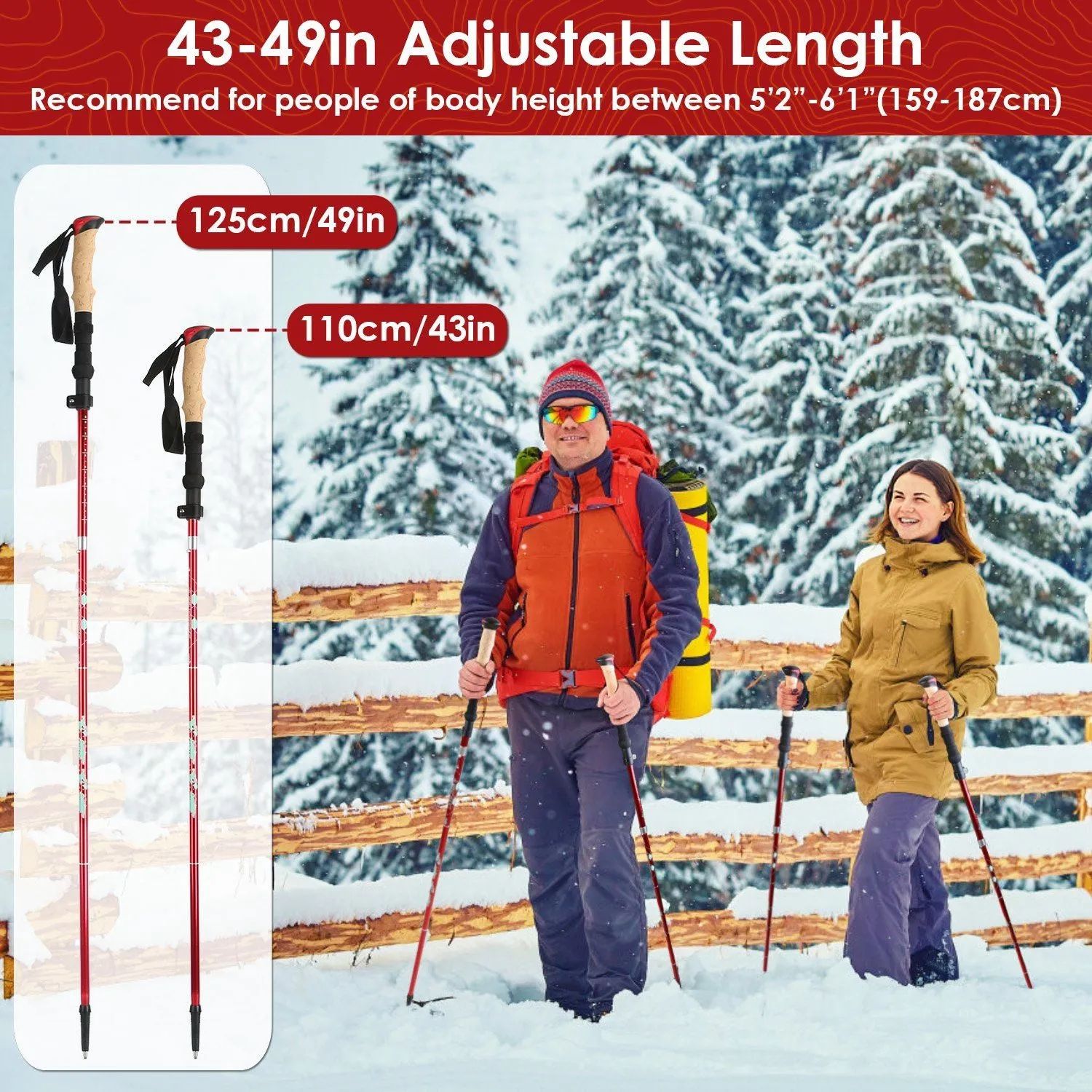 Hiking Collapsible High-quality Low-priced Poles 2-Pack