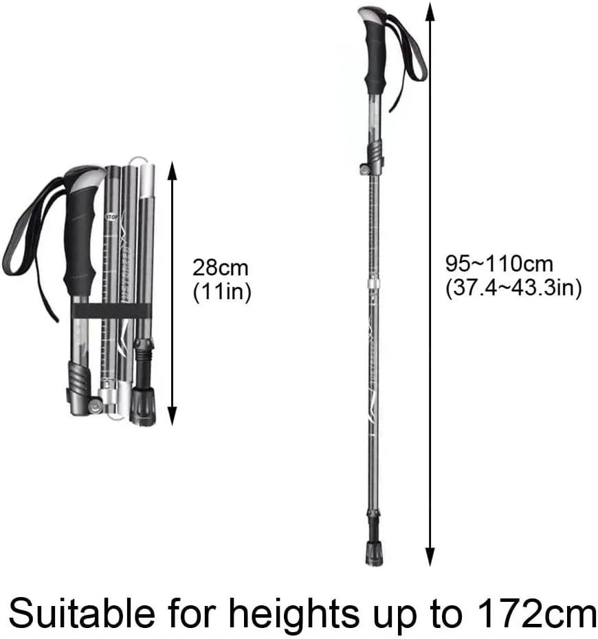 Hiking Poles For Men Walking Poles For Women Shock Absorption System Trekking Poles Telescopic Trail Running Poles Collapsible Ultralight Hiking Sticks For Senior Trekking, Backpacking, Hiking