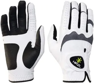 HIRZL Trust Hybrid Golf Glove– All Weather Mens Golf Glove (White/Black) | Nylon, Kangaroo Leather, Polyester | Ultimate Grip (Wet or Dry), Ergonomic Fit, Breathable, Sweat Free, Water Repellent