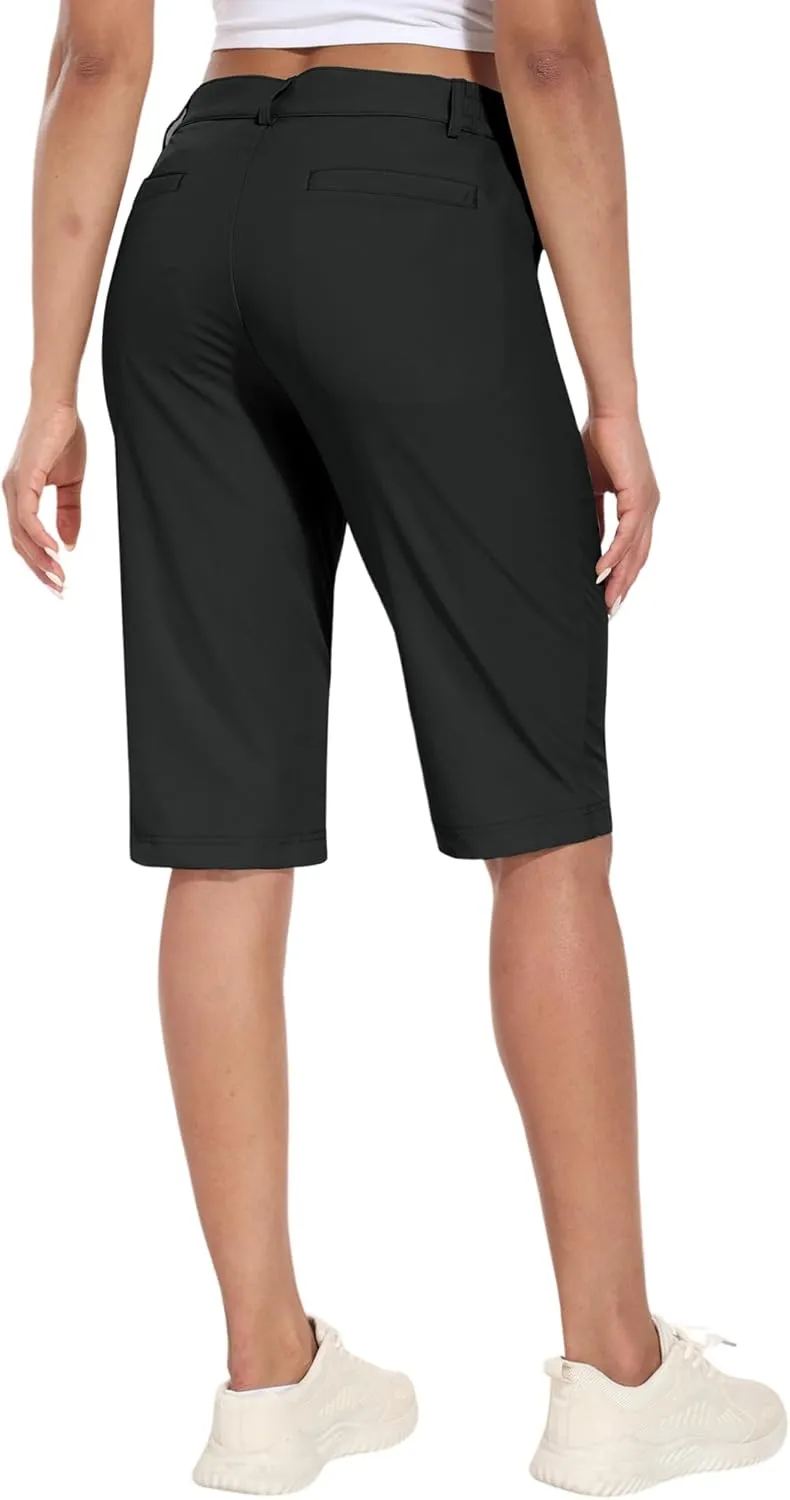 Hiverlay Women's Golf Bermuda Shorts 13" Knee Length Quick Dry Long Hiking Camping Shorts for Summer with 5 Pockets