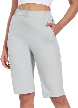 Hiverlay Women's Golf Bermuda Shorts 13" Knee Length Quick Dry Long Hiking Camping Shorts for Summer with 5 Pockets