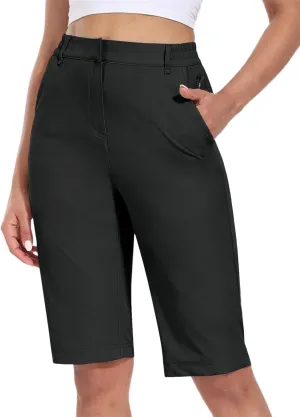 Hiverlay Women's Golf Bermuda Shorts 13" Knee Length Quick Dry Long Hiking Camping Shorts for Summer with 5 Pockets