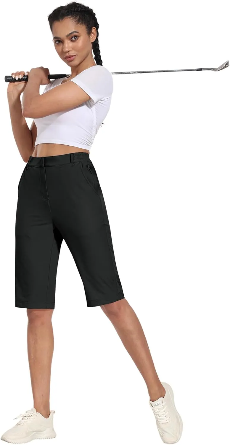 Hiverlay Women's Golf Bermuda Shorts 13" Knee Length Quick Dry Long Hiking Camping Shorts for Summer with 5 Pockets