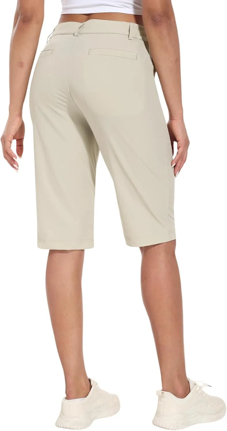 Hiverlay Women's Golf Bermuda Shorts 13" Knee Length Quick Dry Long Hiking Camping Shorts for Summer with 5 Pockets