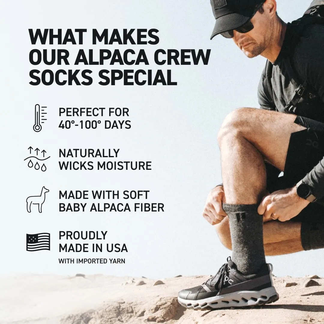 HOLLOW Alpaca Crew Socks for Men and Women, Moisture Wicking Alpaca Socks for Hiking, Running, Temperature Regulating