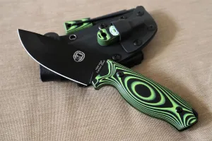 Holtzman's Gorilla Survival Bloodline Full Tang Fixed Blade Survival Knife with Kydex Sheath (Green) - Durable 1095 High Carbon Steel