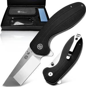 Holtzman's Gorilla Survival Pioneer Folding Knife with G10 Handle and D2 Steel Blade, Gift Box Set (Silver) - Ideal for Everyday Carry and Outdoor Use