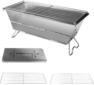 Home Portable Camping Grill，Stainless Steel Folding Campfire Grill，Tabletop Fire Pit for Picnics, Backpacking, Outdoor.