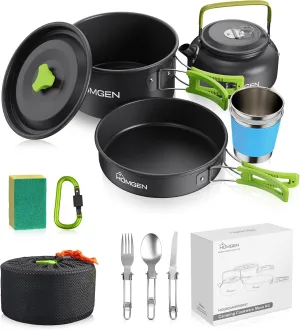 HOMGEN Portable Camping Cooking Set Camping Pots and Pans Set Aluminium Camping Cookware Kit Lightweight Camping Cooking Equipment with Storage Bag for 2-3 People for Camping Picnic Hiking etc
